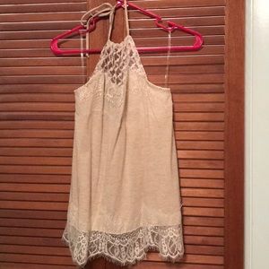 **NWT** Cream Halter Top with Lace